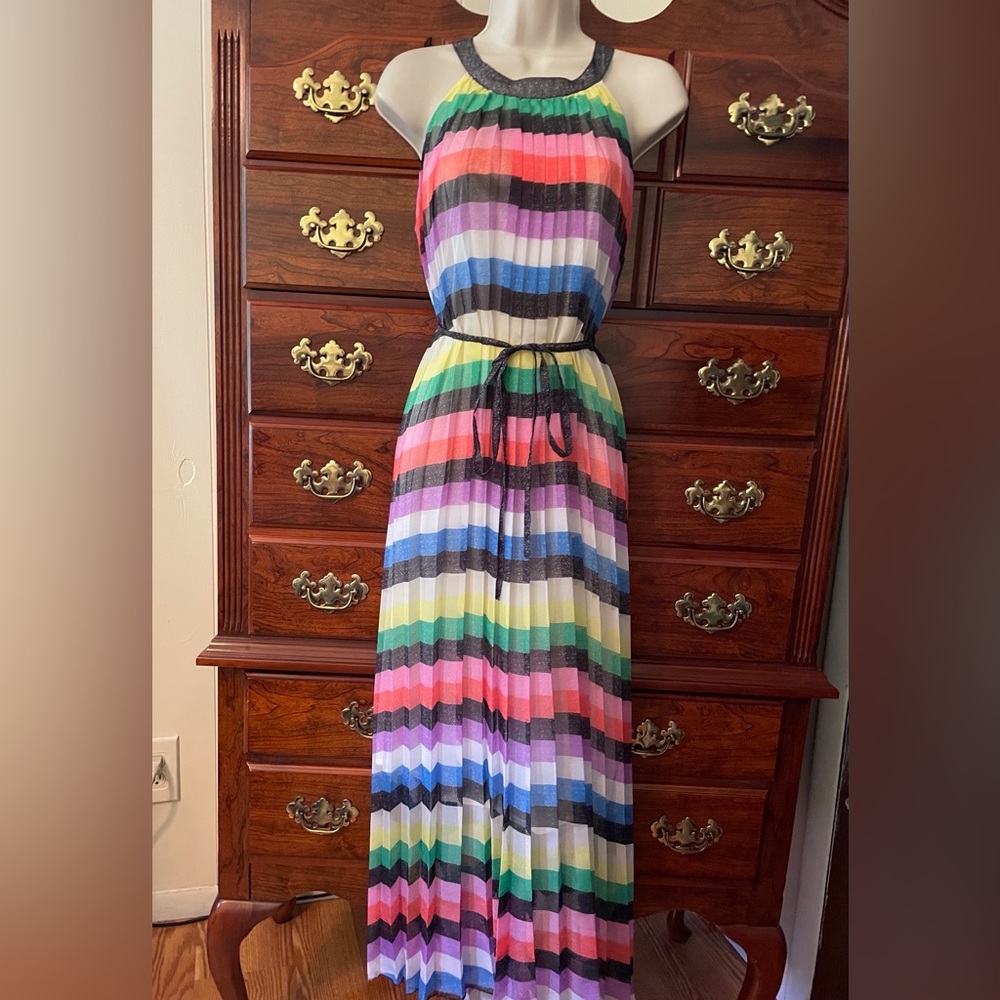 New York & Company Colorful Striped Maxi Dress